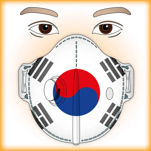 Антивирусная Маска Антивирусной Защиты Флагом Южной Кореи Векторная Иллюстрация — стоковый вектор