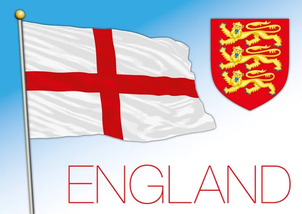 England Official National Flag Coat Arms United Kingdom Vector Illustration — 스톡 벡터