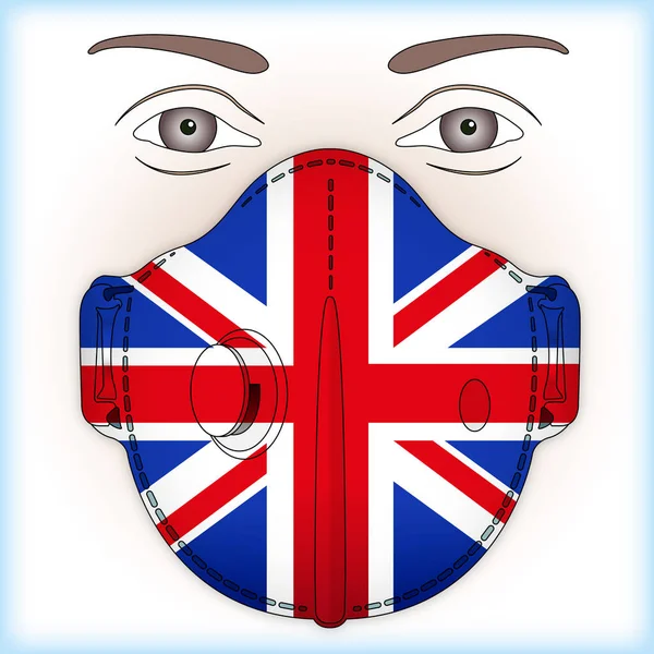 Maska Przeciwwirusowa Ochrony Przed Wirusami Flagą Zjednoczonego Królestwa Ilustracja Wektora — Wektor stockowy