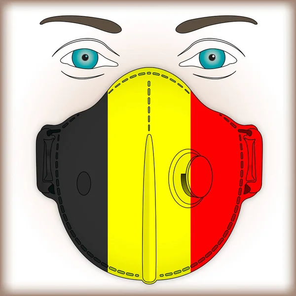 Antivirale Maske Zum Virenschutz Mit Belgischer Flagge Vektorabbildung — Stockvektor