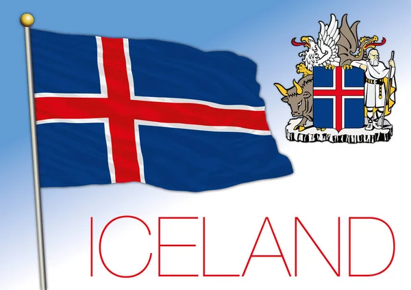 Islande Drapeau National Officiel Armoiries Europe Nord Illustration Vectorielle — Image vectorielle