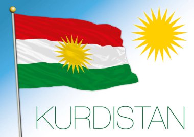 Kürdistan ulusal bayrağı ve sembolü, Asya bölgesi, vektör illüstrasyonu