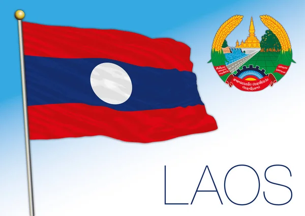 Государственный Флаг Герб Лаоса Азиатская Страна Векторная Иллюстрация — стоковый вектор
