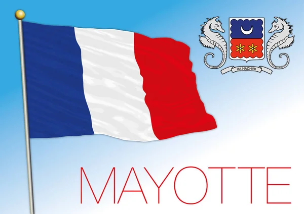 Mayotte Bandera Nacional Oficial Escudo Armas Territorio Francés África Ilustración — Archivo Imágenes Vectoriales