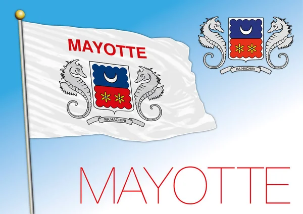 Mayotte Offizielle Nationalflagge Und Wappen Französisches Territorium Afrika Vektorillustration — Stockvektor