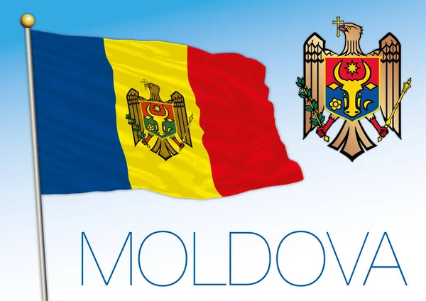 Moldova Bandiera Nazionale Ufficiale Stemma Europa Illustrazione Vettoriale — Vettoriale Stock