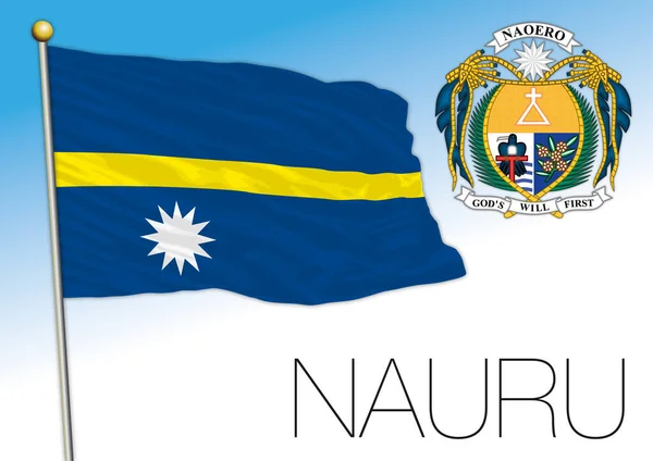 Nauru Resmi Ulusal Bayrağı Okyanusya Vektör Illüstrasyonu — Stok Vektör