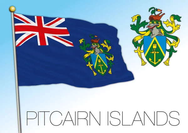 Pitcairnöarnas Officiella Nationella Flagga Och Vapensköld Storbritannien Vektorillustration — Stock vektor