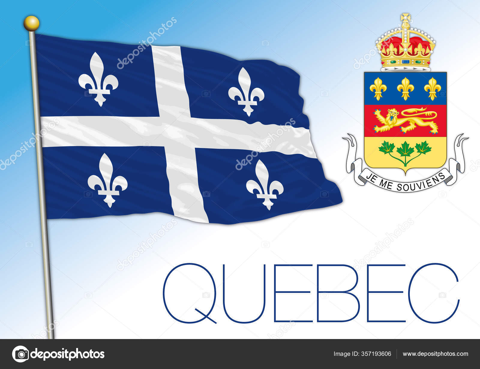 Download Quebec Official National Flag Coat Arms Canada Vector ...