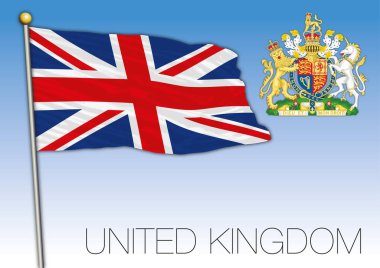 Birleşik Krallık resmi ulusal bayrağı ve arması, Avrupa, vektör illüstrasyonu