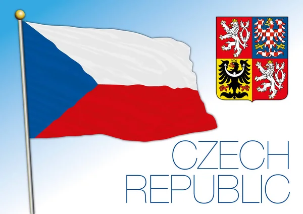 República Checa Bandeira Nacional Oficial Brasão Armas Europa Ilustração Vetorial —  Vetores de Stock
