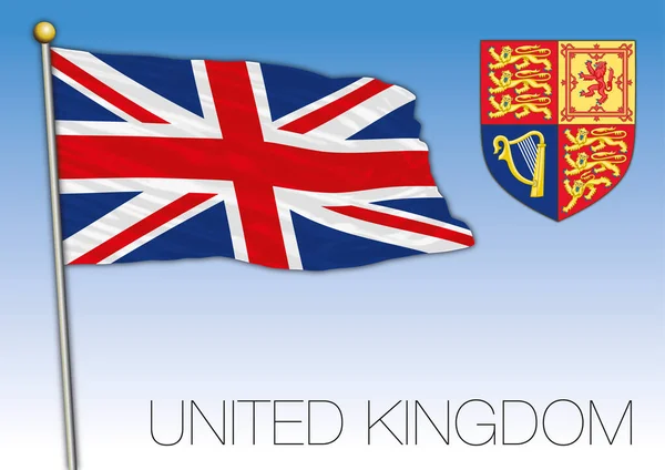 Reino Unido Bandeira Nacional Oficial Brasão Armas Europa Ilustração Vectorial — Vetor de Stock