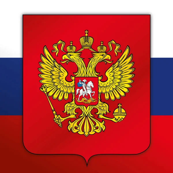 Federación Rusia Bandera Nacional Oficial Escudo Armas País Asiático Europeo — Archivo Imágenes Vectoriales