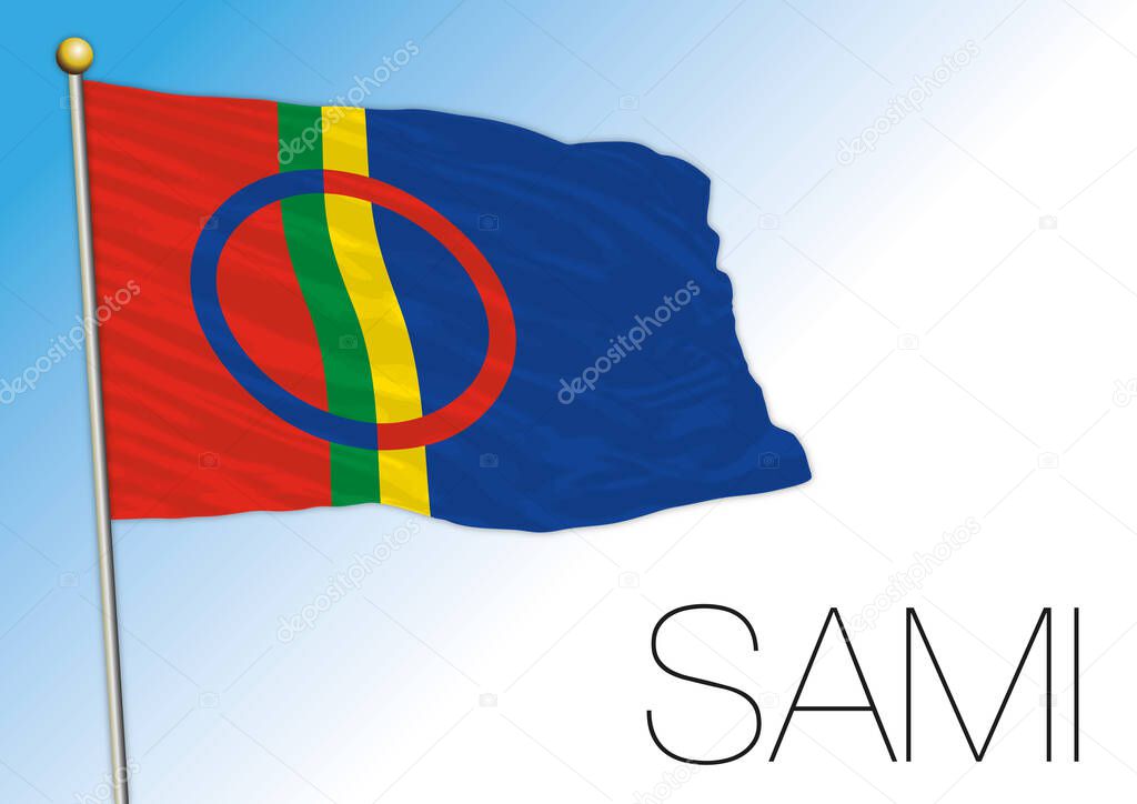 Sami official national flag, north europe, vector illustration