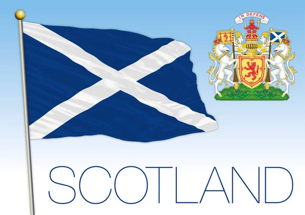 Reino Unido Bandera Nacional Oficial Escudo Armas Escocia Ilustración Vectorial — Vector de stock