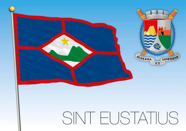 Sint Eustatius Drapeau National Officiel Armoiries Caraïbes Illustration Vectorielle — Image vectorielle