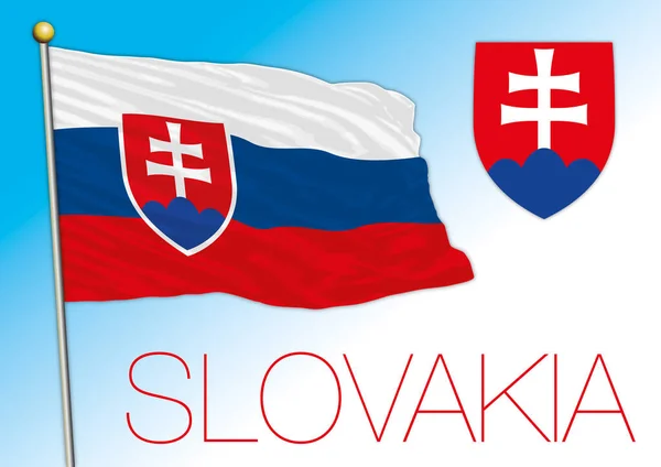 Slovakien Officiell Nationell Flagga Och Vapensköld Europeiskt Land Vektor Illustration — Stock vektor