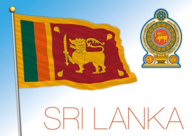 Sri Lanka resmi ulusal bayrak ve arma arması, Hindistan, vektör illüstrasyonu