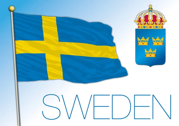 Švédská Oficiální Národní Vlajka Erb Evropa Vektorová Ilustrace — Stockový vektor