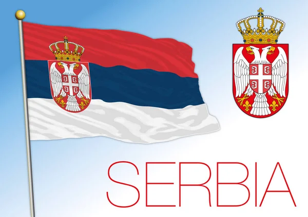 Serbien Officiell Nationell Flagga Och Vapensköld Europeiskt Land Vektor Illustration — Stock vektor
