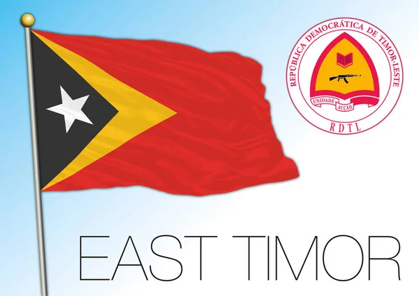 東ティモールの公式国旗と紋章 アジアの国 ベクトルイラスト — ストックベクタ