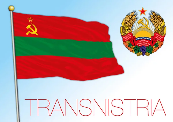 Transnistrien Officiell Nationell Flagga Och Vapensköld Europeiskt Land Vektor Illustration — Stock vektor