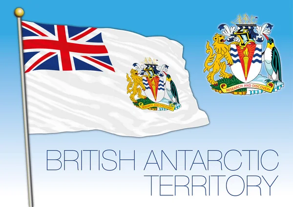 British Antarctic Territory Offizielle Nationalflagge Und Wappen Vektorillustration — Stockvektor