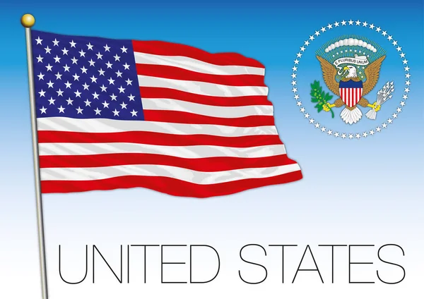 Förenta Staternas Officiella Nationella Flagga Och Vapensköld Usa Vektor Illustration — Stock vektor