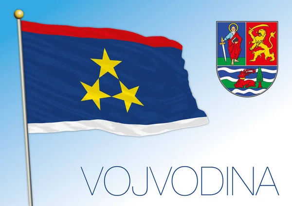 Vojvodina Bandera Nacional Oficial Escudo Armas Serbia Ilustración Vectorial — Vector de stock