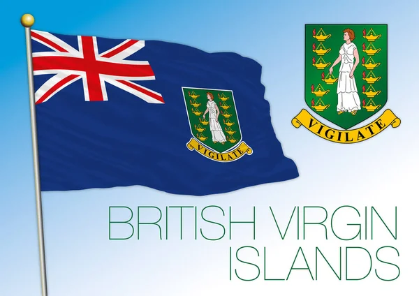 Britse Maagdeneilanden Officiële Nationale Vlag Wapen Antilles Vector Illustratie — Stockvector