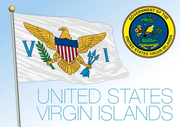 Amerikanische Jungferninseln Offizielle Nationalflagge Und Wappen Antillen Vektorillustration — Stockvektor