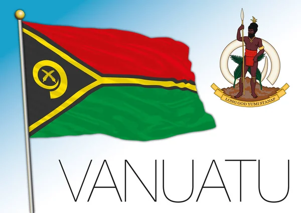 Vanuatu Hivatalos Nemzeti Zászló Címer Oceania Vektor Illusztráció — Stock Vector