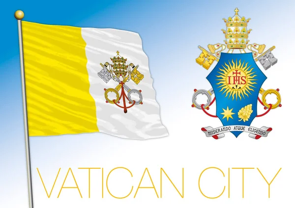 Vaticano Santa Sede Bandera Nacional Oficial Escudo Armas Roma Ilustración — Archivo Imágenes Vectoriales