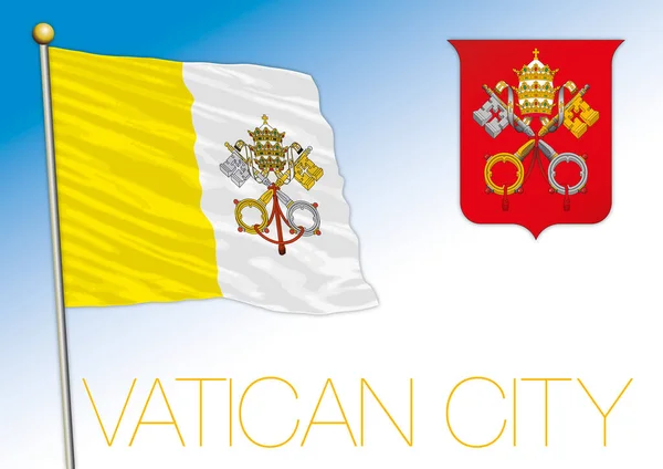 Vatikán Szentszék Hivatalos Nemzeti Zászló Címer Róma Vektor Illusztráció — Stock Vector