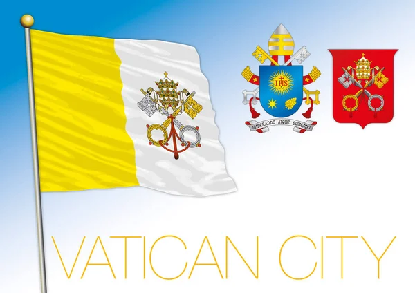 Vatikán Svatý Stolec Oficiální Národní Vlajka Erb Řím Vektorová Ilustrace — Stockový vektor