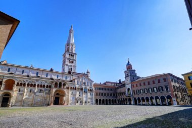 Modena, Piazza Grand Square, Ghirlandina Kulesi ve Roma Katedrali, Emilia Romagna, İtalya