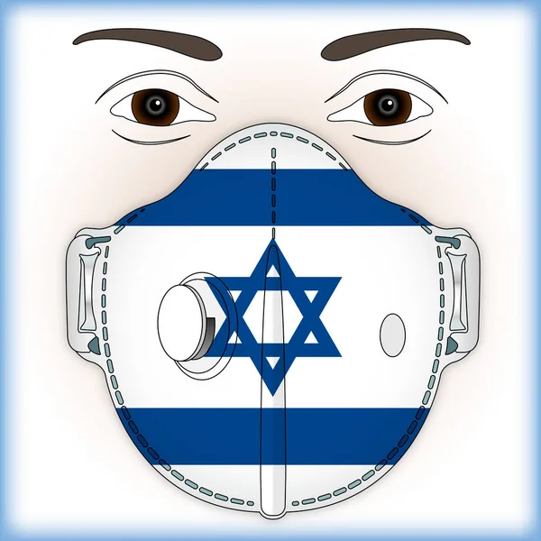 Antiviral Mask För Antivirusskydd Med Israel Flagga Vektor Illustration — Stock vektor