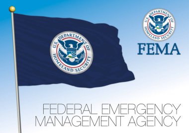 FEMA Federal Emergency Management Agency flag with seal, United States, USA, vector illustration clipart