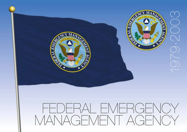 Fema Bandiera Storica Della Federal Emergency Management Agency Con Sigillo — Vettoriale Stock