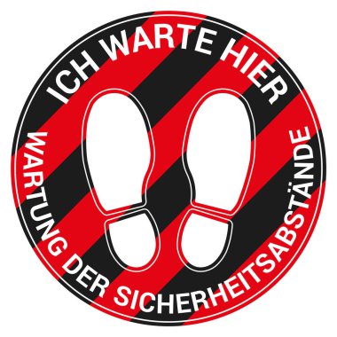 Sosyal mesafeli antivirüs, Almanca, vektör illüstrasyonu için yer sinyali