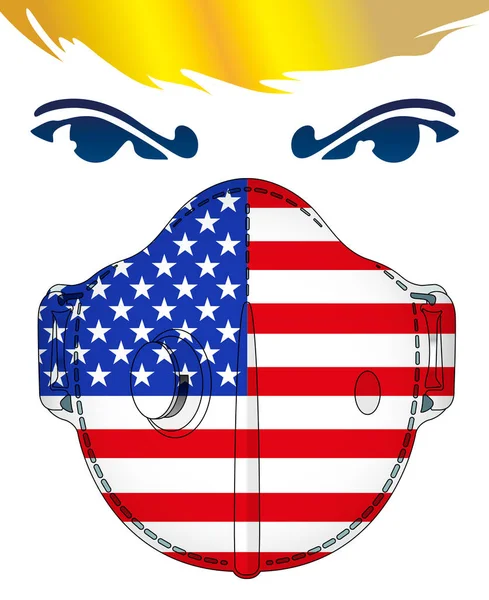 Masque Antiviral Avec Drapeau Américain Avec Portrait Style Donald Trump — Image vectorielle