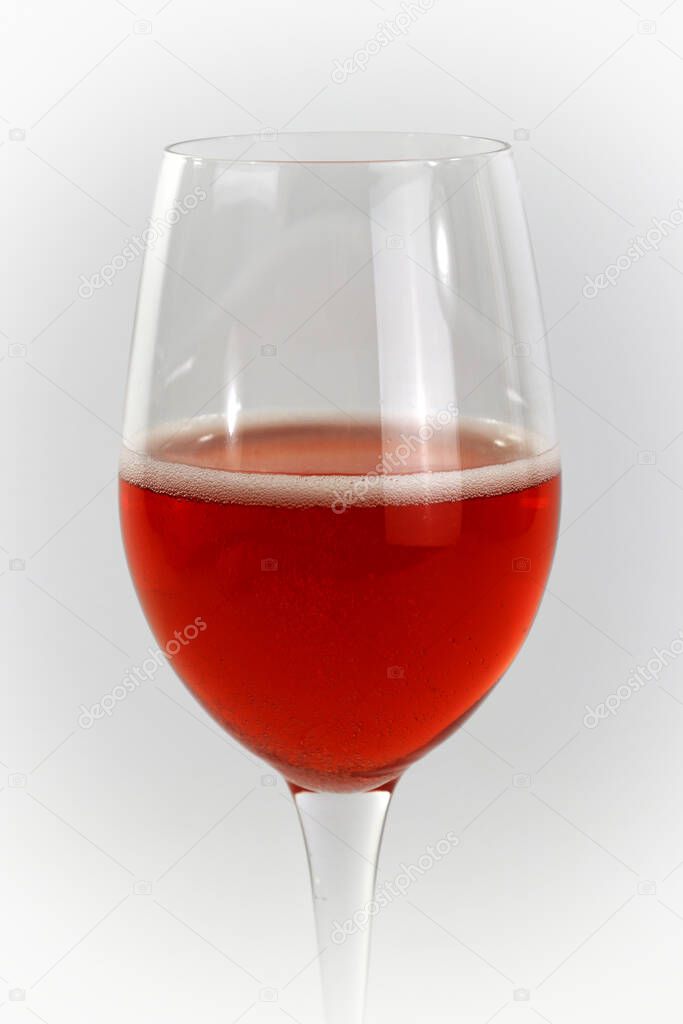 Glass flute glass with red lambusco wine, modena, emilia romagna, italy