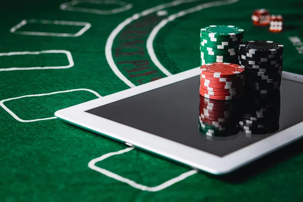 Casino online concept. Betting and gambling online idea. Play poker on internet