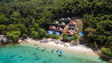 Perhentian Adası, Malezya 'daki Romantik Sahilin havadan görünüşü