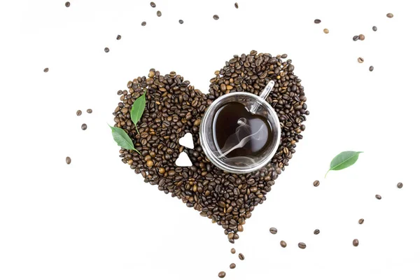 Pohár kávy se srdcem Obrázek St Valentine nebo Láska koncept — Stock fotografie