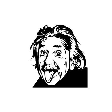 Albert Einstein 'ın portresi. Fizikçi, kimyager ve matematikçi. Vektör pop sanat arka planı