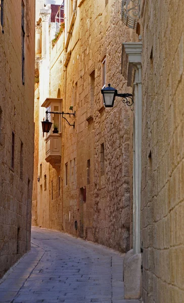 Ancient street in Mdina — Stock Photo, Image