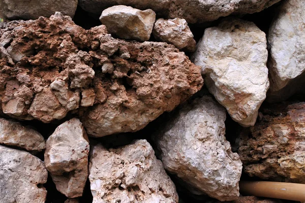 Parede Pedra Templo Antigo Fundo Com Pedras Bege Intemperadas — Fotografia de Stock
