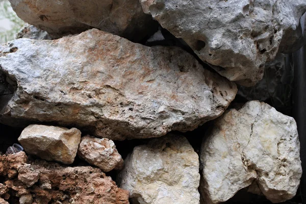 Parede Pedra Templo Antigo Fundo Com Pedras Bege Intemperadas Imagem De Stock