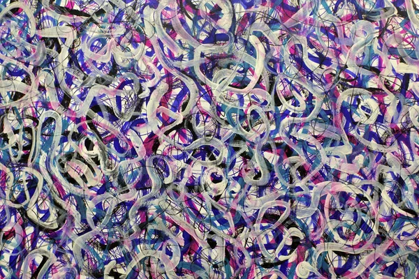 Mavi ve beyaz karalamalı soyut çizim. çok katmanlı desen.